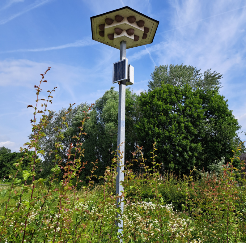 De zwaluwtil met geluidsinstallatie. © Regionaal Landschap Leie en Schelde