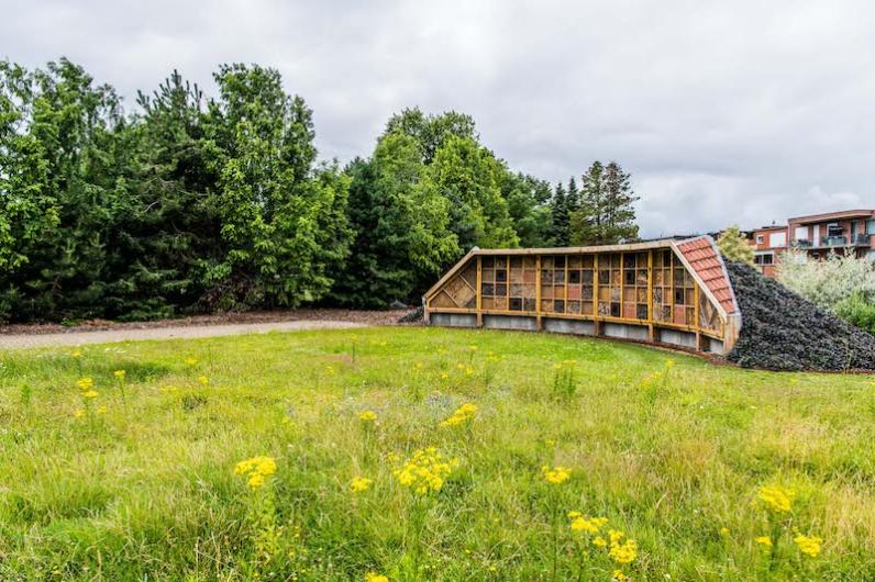 Antwerpen / Enorm insectenhotel op begraafplaats Ruggeveld