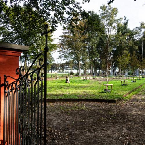 Zicht op de centrale dreef en de calvariekapel vanaf de toegangspoort © VLM