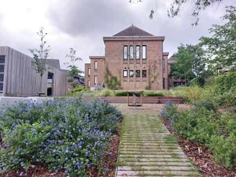 Een gevarieerde beplanting zorgt het hele jaar door voor wisselende accenten. © Yann Raes – Stad Harelbeke