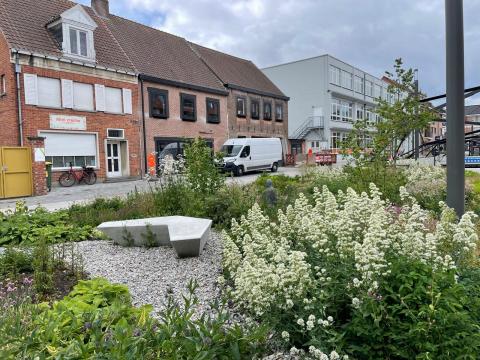 Ontharding en waterpasserende verhardingen zorgen voor een klimaatbestendige straat. © Aquaflow