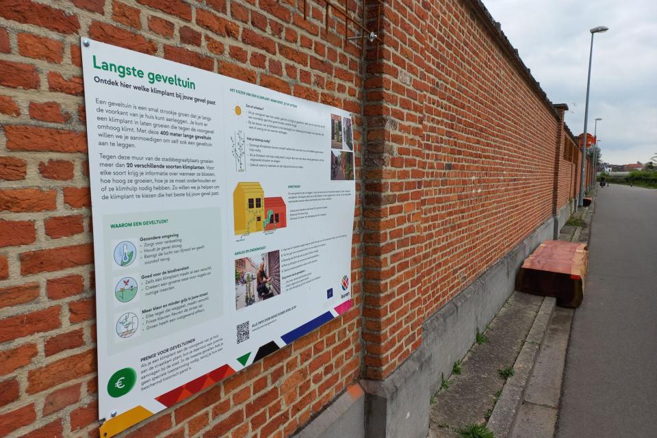 De langste geveltuin van Vlaanderen is nog maar net aangeplant. Over enkele jaren heeft de Stadsbegraafplaats een groene muur. © Stad Leuven
