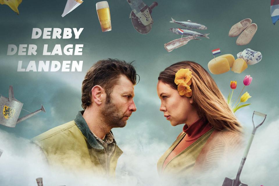 Bartel Van Riet en Anne Wieggers zijn ambassadeurs Tegelwippen voor de Derby der Lage Landen. © VK Tegelwippen / Departement Omgeving