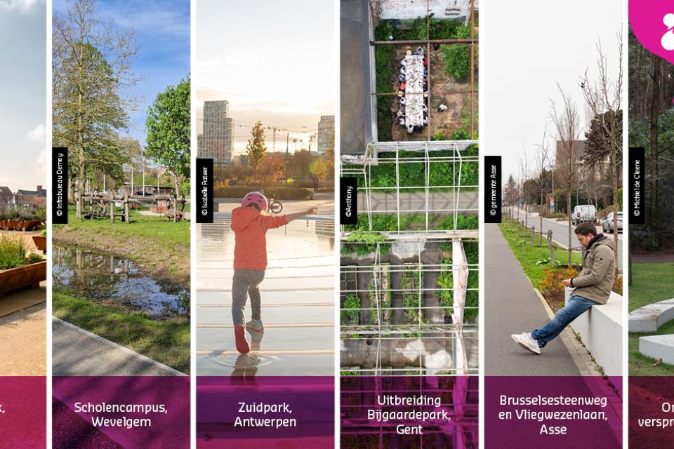 Een sneak preview van de zes genomineerden voor de Prijs Publieke Ruimte 2025. © Infopunt Publieke Ruimte.