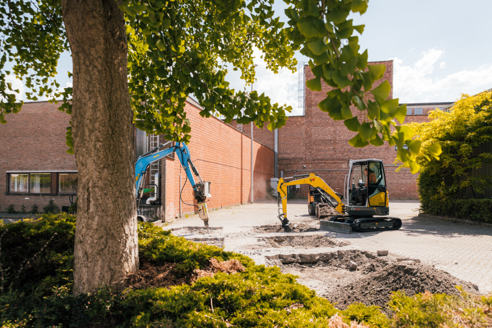 Proefvakken ontharding op de Fluviussite © Stad Gent