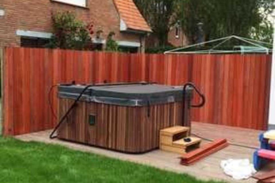 Terras en wand in padouk