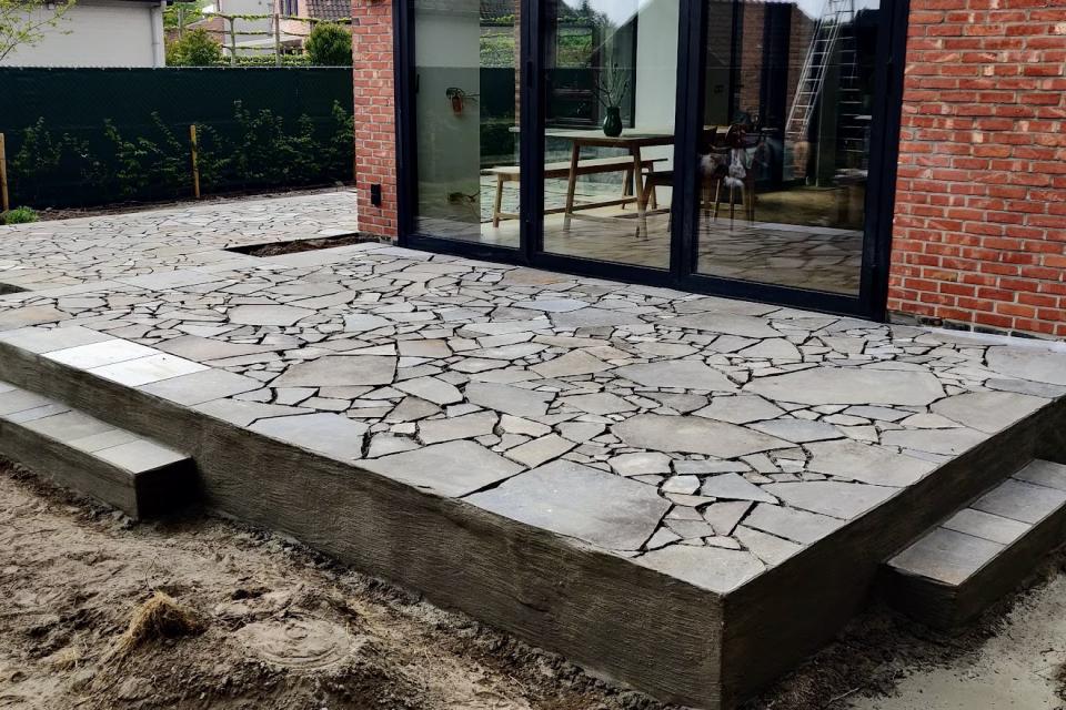 hergebruik verharding oprit in nieuw terras