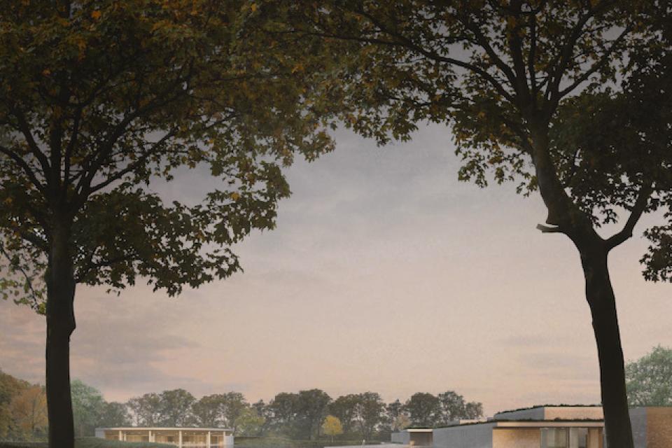 Antwerpen / Nieuw crematorium in groene omgeving