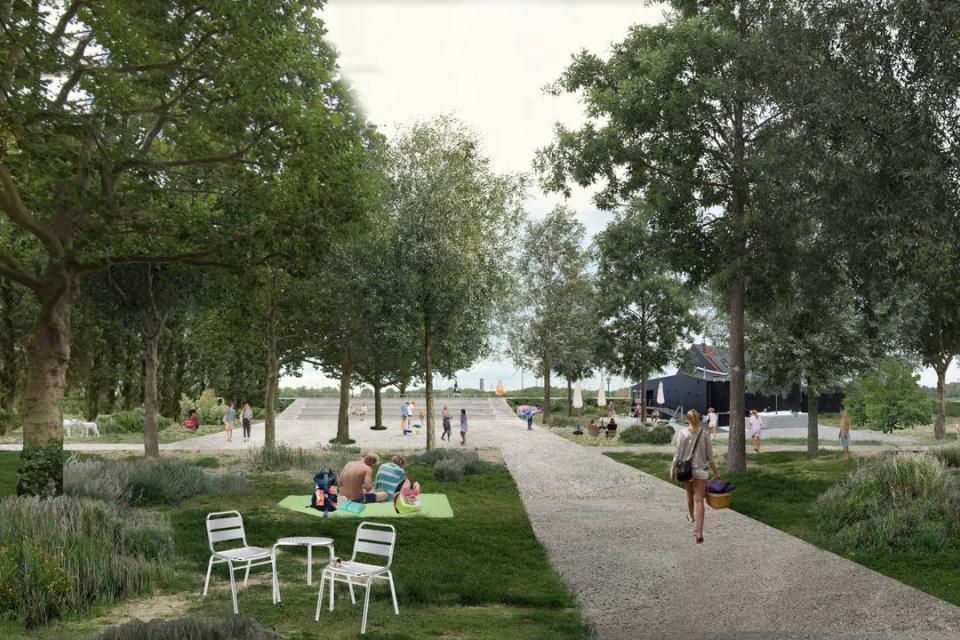 Antwerpen / Groene wandelboulevard langs de Schelde op Linkeroever